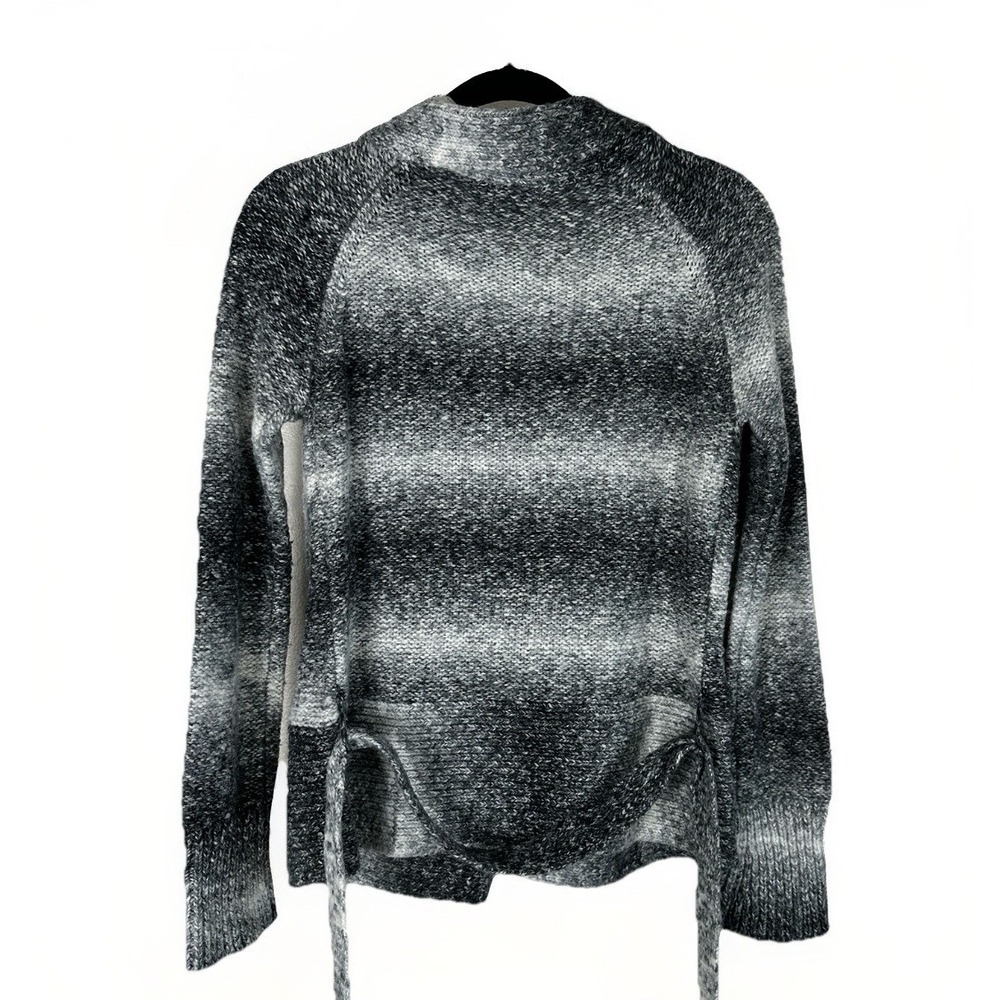 Eddie Bauer Cardigan Sweater Womens Small Black Gray Ombre Striped W/belt - Picture 7 of 8